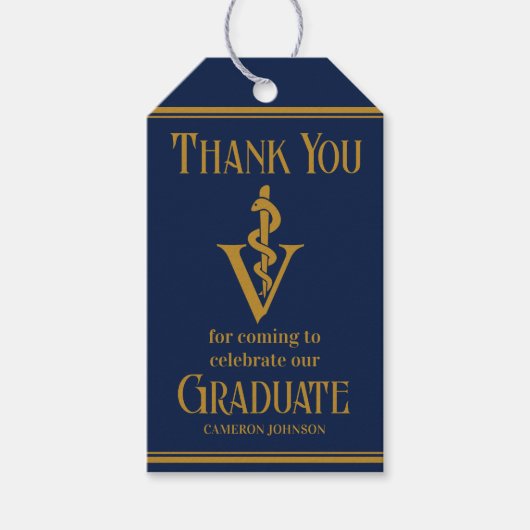 Étiquettes-cadeau Parti de graduation de l'école vétérinaire Blue Go (Devant)