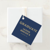 Étiquettes Cadeau Parti de graduation en or bleu marine (En situation)