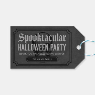 Étiquettes-cadeau Partie grise de Spooktacular Halloween de crâne