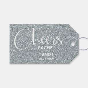 Étiquettes-cadeau Parties scintillant Argent Faux Faveur de mariage