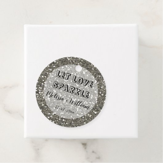 Étiquettes Cadeau Parties scintillant Argent Sparkly Laisser L'Amour (En situation)