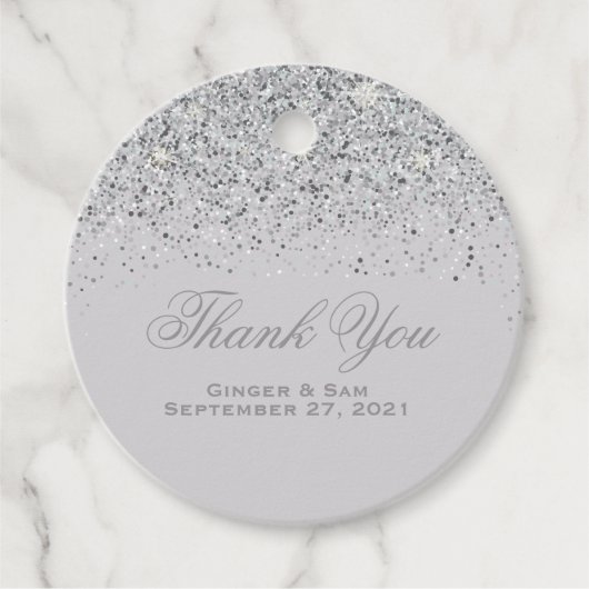 Étiquettes Cadeau Parties scintillant argentée glamour (Devant)