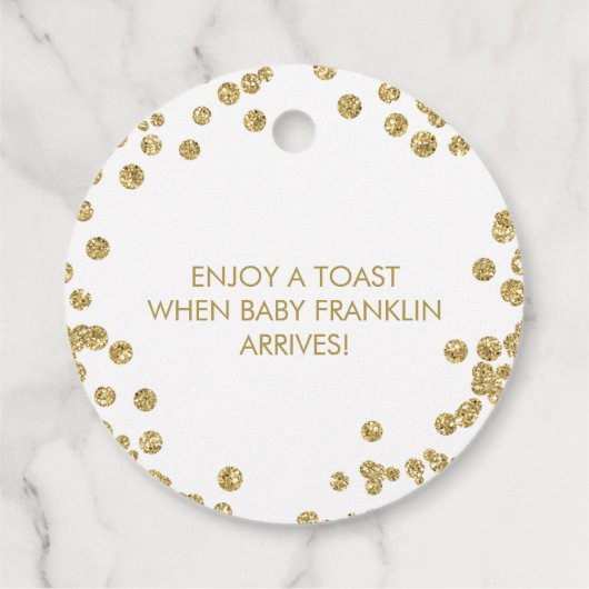 Étiquettes Cadeau Parties scintillant blanche et or Pop it quand ell (Dos)