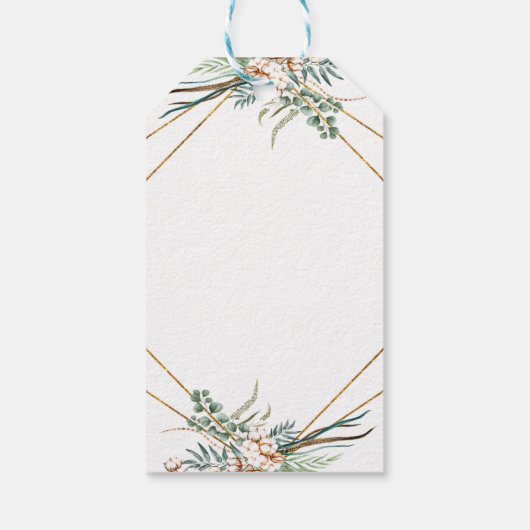 Étiquettes-cadeau Parties scintillant Boho vert Cadre Script Mariage (Dos)