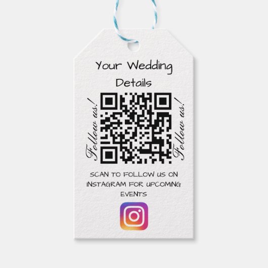 Étiquettes-cadeau Parties scintillant cardiaque rose mariage qr code (Devant)