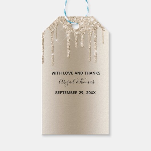 Étiquettes-cadeau Parties scintillant Champagne Drift Mariage à la m (Devant)