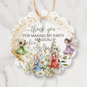 Étiquettes Cadeau Parties scintillant colorée Fleurs Script Merci