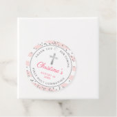 Étiquettes Cadeau Parties scintillant d'argent Clair rose rayures pr (En situation)