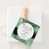 Étiquettes Cadeau Parties scintillant d'argent Sage Green Merci en m (En situation)