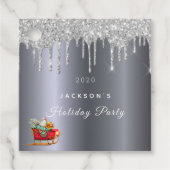 Étiquettes Cadeau Parties scintillant de Noël argent goutte à goutte (Devant)