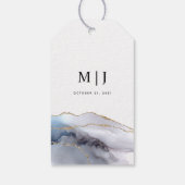 Étiquettes-cadeau Parties scintillant d'or et Marine Blue Agate Mari (Dos)