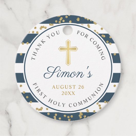 Étiquettes Cadeau Parties scintillant d'or La Marine Stripes Premièr (Devant)