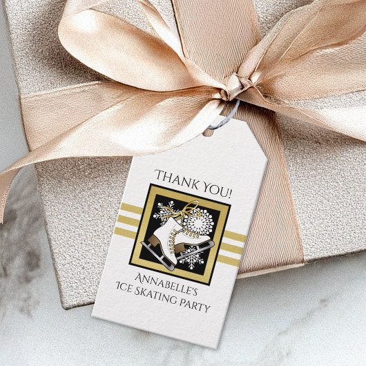 Étiquettes-cadeau Parties scintillant d'or personnalisée Patinage su