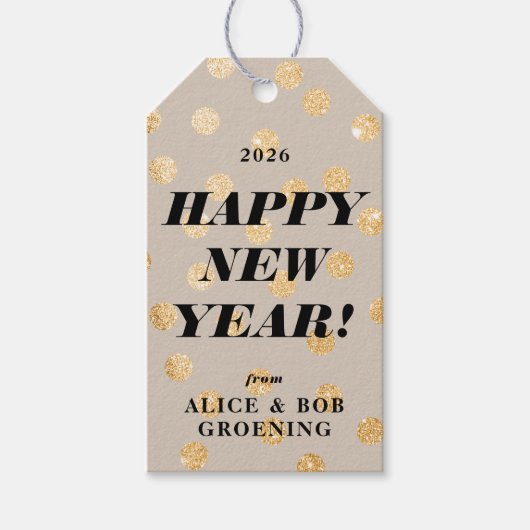 Étiquettes-cadeau Parties scintillant d'or Points Moderne Customisé (Devant)