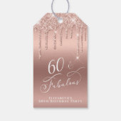 Étiquettes-cadeau Parties scintillant d'or rose 60e fête d'anniversa (Dos)