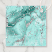 Étiquettes Cadeau Parties scintillant en marbre Mariage Merci Turquo (Dos)