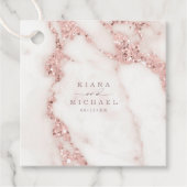 Étiquettes Cadeau Parties scintillant en marbre moderne Mariage Rose (Devant)