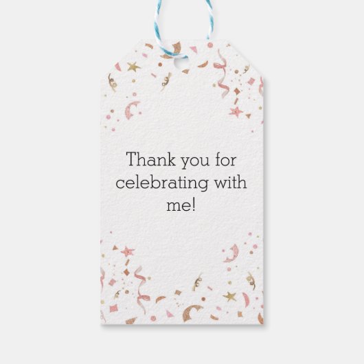 Étiquettes-cadeau Parties scintillant en or rose et Rose Confetti (Dos)