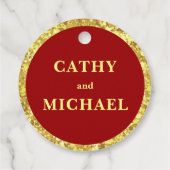 Étiquettes Cadeau Parties scintillant en or rouge officiel mariage c (Dos)