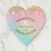 Étiquettes Cadeau Parties scintillant faite avec amour |Merci pour v (Devant)