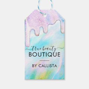 Étiquettes-cadeau Parties scintillant Holographique Vert mer Étiquet