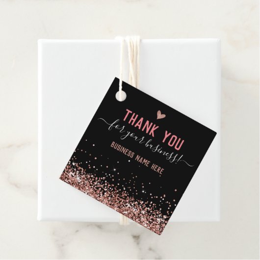 Étiquettes Cadeau Parties scintillant Merci rose (En situation)