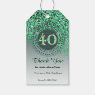 Étiquettes-cadeau Parties scintillant moderne de Falling Green 40e a