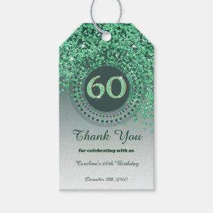 Étiquettes-cadeau Parties scintillant moderne Falling Green 60e anni
