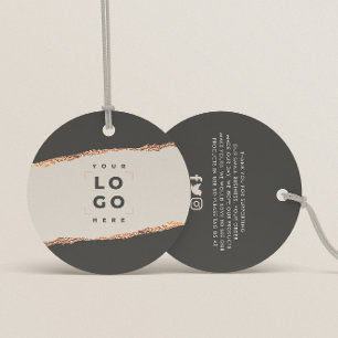 Étiquettes Cadeau parties scintillant or rose noir moderne élégant b