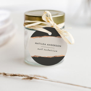 Étiquettes Cadeau parties scintillant or rose noir moderne élégant b