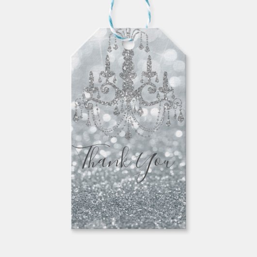 Étiquettes-cadeau Parties scintillant Princesse Silver Sparkle Glamo (Devant)