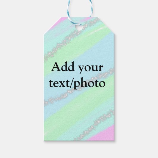 Étiquettes-cadeau Parties scintillant rose bleu vert étincelant past (Devant)