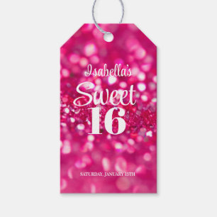 Étiquettes-cadeau Parties scintillant rose chaud glam Sweet 16 Anniv