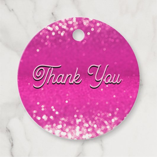 Étiquettes Cadeau Parties scintillant rose chaud Merci Bokeh (Devant)