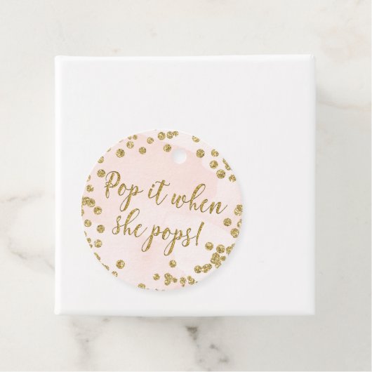 Étiquettes Cadeau Parties scintillant rose et or rousse Pop-le quand (En situation)