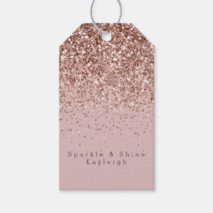 Étiquettes-cadeau Parties scintillant rose Gold Sparkle Faux