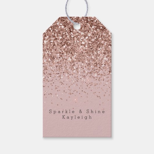 Étiquettes-cadeau Parties scintillant rose Gold Sparkle Faux (Devant)