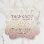 Étiquettes Cadeau Parties scintillant Rose Mariage or Merci  (Dos)