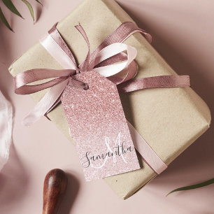 Étiquettes-cadeau Parties scintillant rose moderne étincelles Nom pe