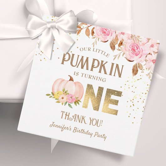 Étiquettes Cadeau Parties scintillant rose or Citrouille Floral Girl