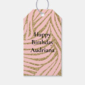 Étiquettes-cadeau Parties scintillant Zebra Gold Rose (Devant)