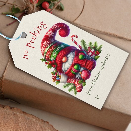 Étiquettes-cadeau Pas de Gnome de Noël de Pékin