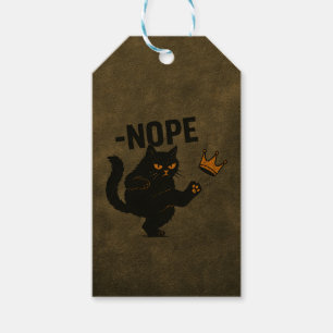 Étiquettes-cadeau Pas De Rois En Amérique Chat Noir Drôle Kicking Cr