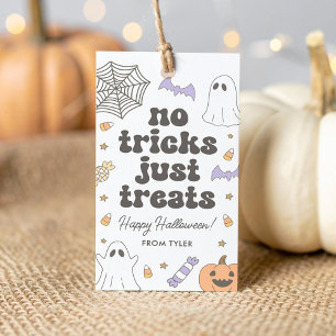 Étiquettes-cadeau Pas de tours, juste des friandises Halloween rétro