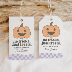 Étiquettes-cadeau Pas de tours, juste des friandises Rétro Halloween