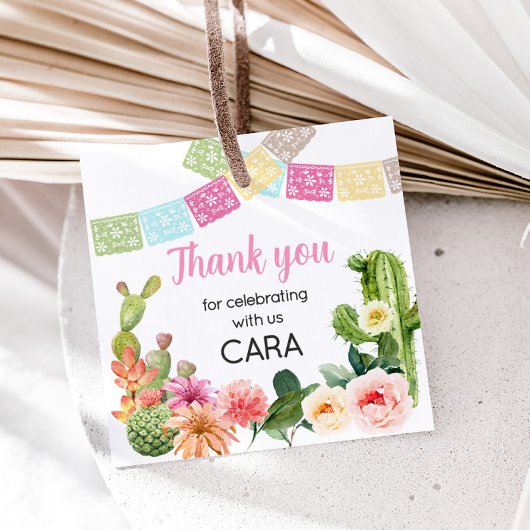 Étiquettes Cadeau Pas le temps de Siesta Fiesta Carré de fête d'anni