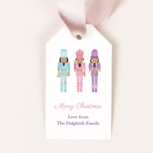 Étiquettes-cadeau Pastel African American Nutcrackers Joyeux Vacance