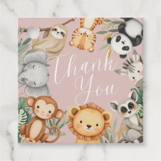 Étiquettes Cadeau Pastel baby shower tropical Jungle Safari Animaux