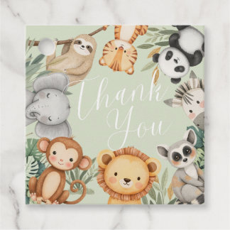 Étiquettes Cadeau Pastel baby shower tropical Jungle Safari Animaux