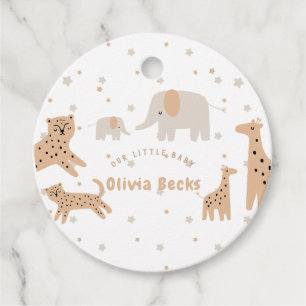 Étiquettes Cadeau Pastel Beige mignon Baby shower illustratif